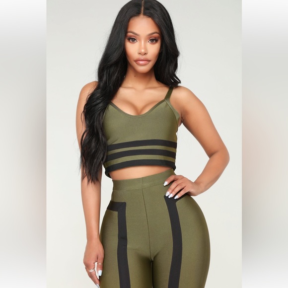 Fashion Nova Matching Olive Pants Set - Picture 2 of 16